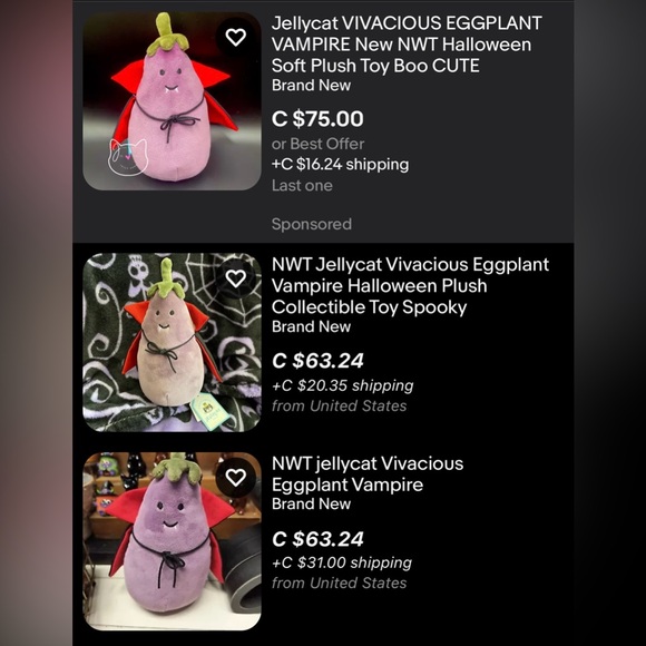 Jellycat vivacious eggplant vampire - Picture 6 of 6